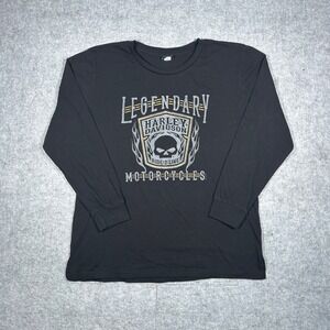 Harley Davidson T shirt Women's XL Black Legendary Ride Skull Biker grunge